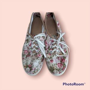 Hotter Pink Floral Print/White Sneakers Sz 8